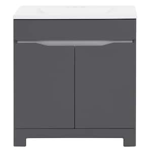 Clare 30 in. W x 19 in. D x 33 in. H Single Sink Freestanding Bath Vanity in Cement with White Cultured Marble Top