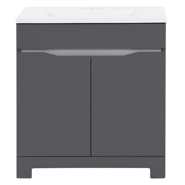 Clare 31 in. Single Sink Cement Bath Vanity with White Cultured Marble Top (Assembled)