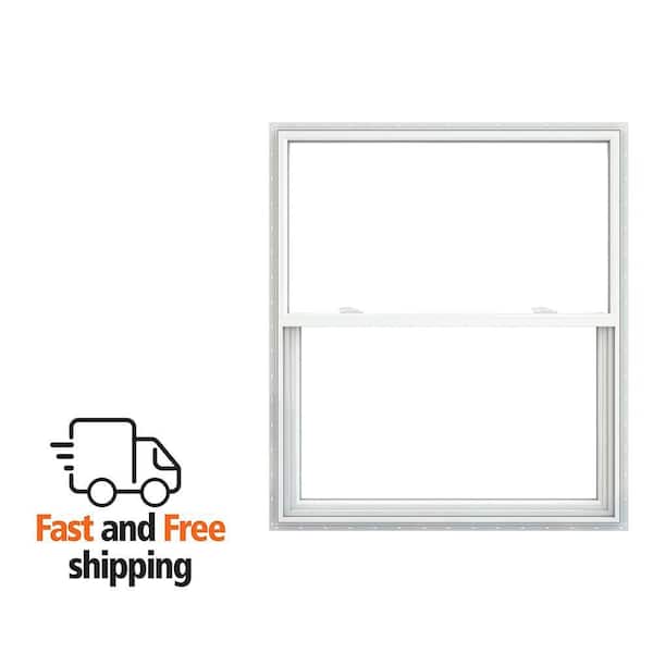 V-2500 31.5 in. x 35.5 in. White Vinyl Nailfin Single Hung Tilt Window with Low E, Argon, Screen, and No Grids