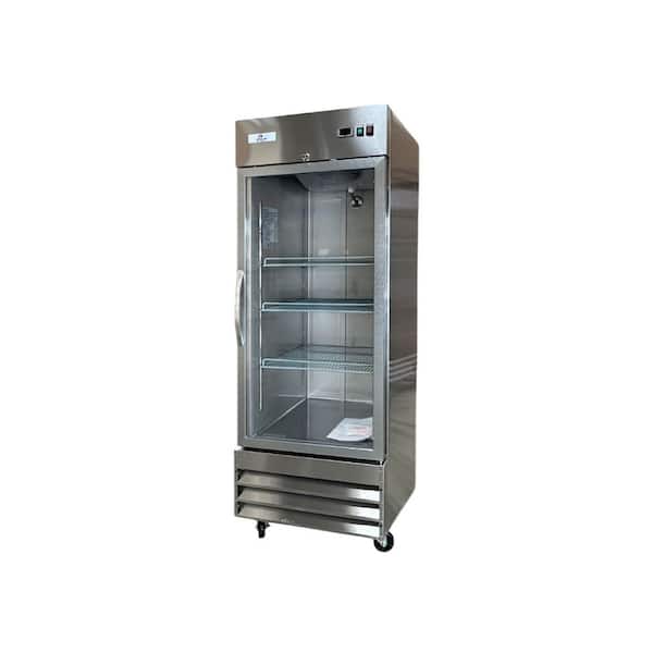 29 in. 23 cu. ft. Auto/Cycle Defrost 1 Glass Door Convertible Upright Freezer /Refrigerator in Stainless-Steel