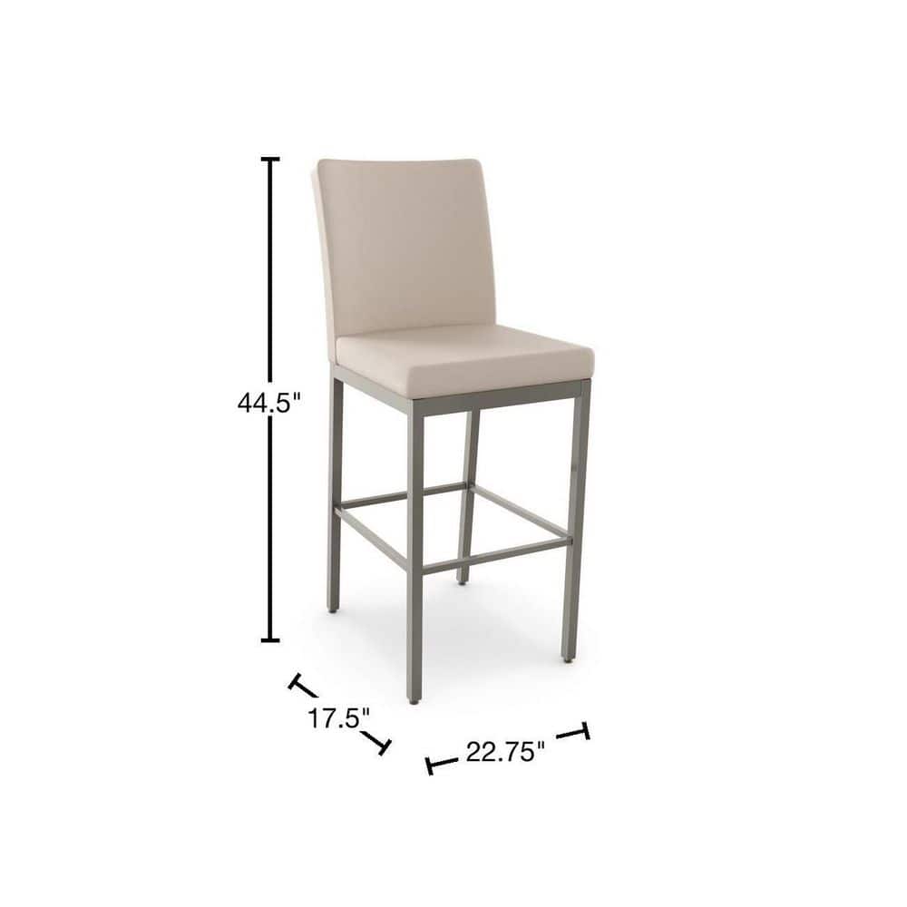 Perry Elegance 44.5'' Cream Faux Leather Barstool with Metallic Grey Frame