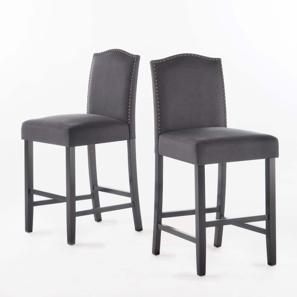Merritt Dark Charcoal and Wood Extra Tall Counter Stools, Set of 2
