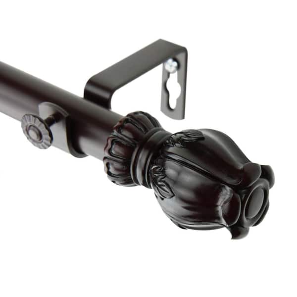 Rod Desyne Regent 160 in. - 240 in. Adjustable 1 in. Dia Single Curtain Rod in Mahogany