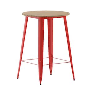 Contemporary Red Plastic 30 in. 4-Leg Dining Table with Steel Frame (Seats 4)