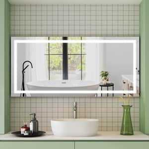 ALINA 60 in. W x 28 in. H Rectangular Frameless Anti-Fog LED Light Wall Bathroom Vanity Mirror in Aluminum, Memory,6000K