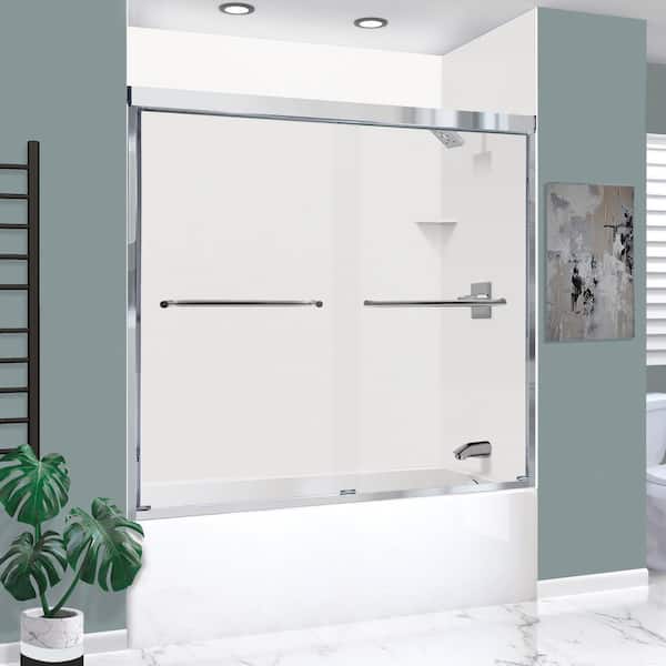 Expressions 60 in. L x 36 in. W x 72 in. H Rectangular Tub/ Shower Combo Unit with Clear Glass Door Right Drain Chrome