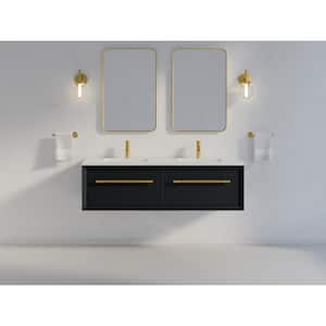 Enivo 61 in. W x 22.4 in. D x 17 in. H Bathroom Vanity Cabinet without Top in Gloss Black