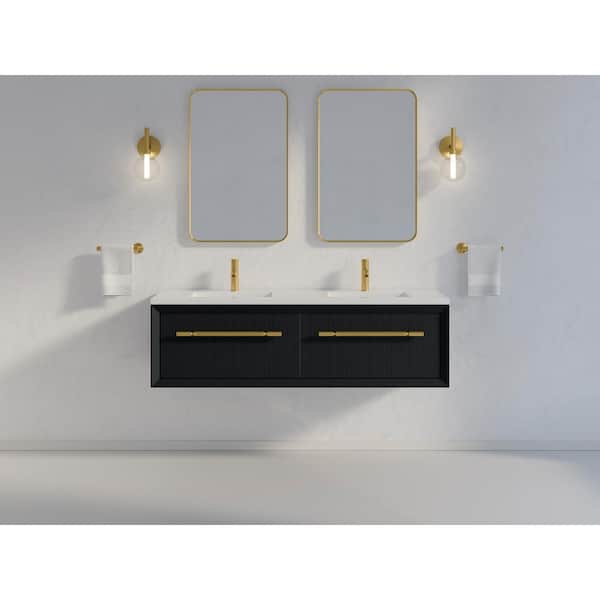 KOHLER Enivo 61 in. W x 22.4 in. D x 17 in. H Bathroom Vanity Cabinet without Top in Gloss Black