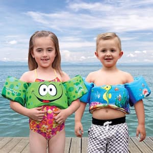 Blue PVC Water Otter Seahorse Premium Kids Child Life Jacket Vest with Arm Bands