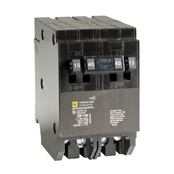Square D Homeline (2) 15-Amp Single-Pole (1) 40-Amp 2-Pole Quad