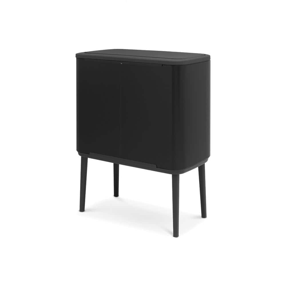 Matte Black Dual Compartment Touch Top Recycling Trash Can