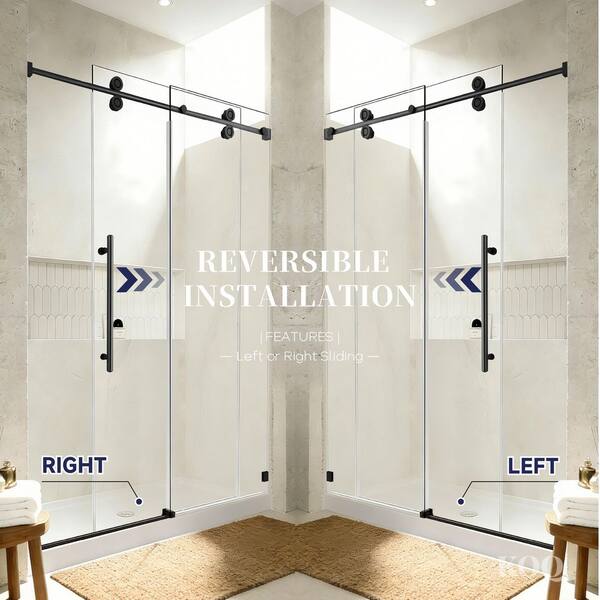 KOQ 54 in. W x 76 in. H Single Sliding Frameless Shower Door in
