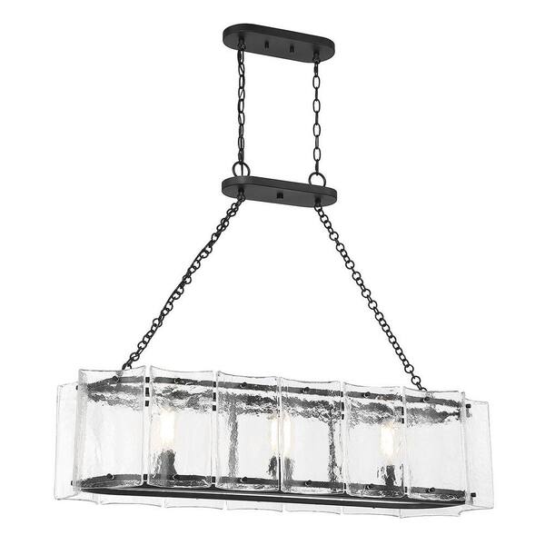 Savoy House Genry 3Light Matte Black Linear Chandelier with Clear