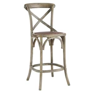 Gear 39.5 in. ELM Wood Counter Bar Stool in Gray