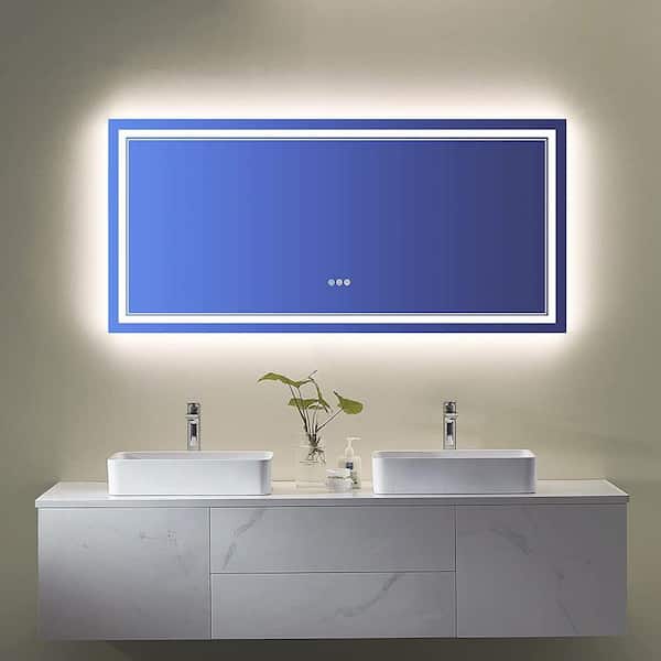 Bathroom LED Vanity Mirror Dimmable Anti-fog Smart RGB Backlit +