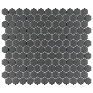 Take Home Tile Sample - Gotham Hex Black Unglazed Porcelain Mosaic - 6 in. x 6 in.