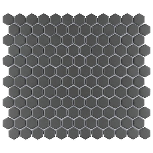 Merola Tile Gotham 1 in. Hex Black 10-1/4 in. x 11-7/8 in. Porcelain Mosaic Tile (8.6 sq. ft./Case)
