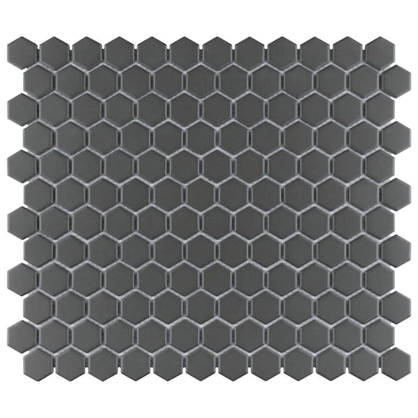 Gotham 1 in. Hex Black 10-1/4 in. x 11-7/8 in. Porcelain Mosaic Tile (8.6 sq. ft./Case)