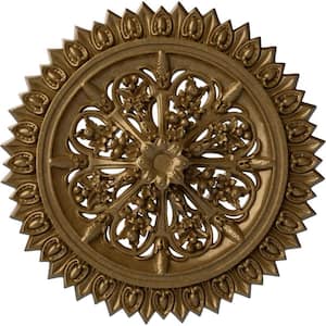 3-1/4 in. x 24-3/4 in. x 24-3/4 in. Polyurethane Lariah Ceiling Medallion, Pale Gold