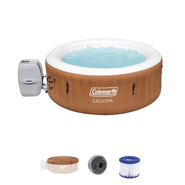 Bestway 4-Person 120-Jet Inflatable Hot Tub with Cover, Pump, and 2-Filter Cartridges