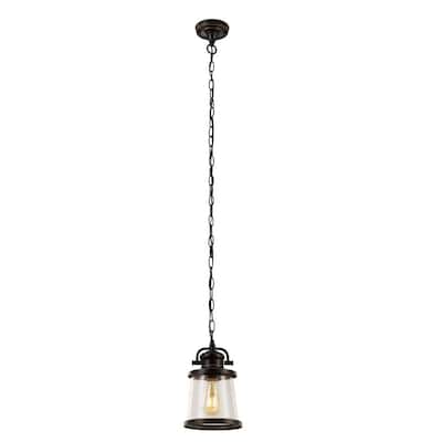 Charlie 1-Light Oil Rubbed Bronze Outdoor Hanging Pendant, Vintage Edison LED Bulb Included