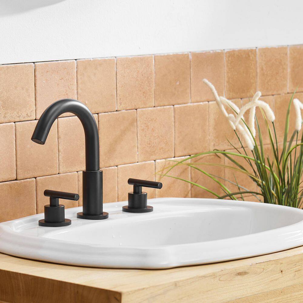 Matte Black 8-Inch Widespread Double Handle Bathroom Faucet