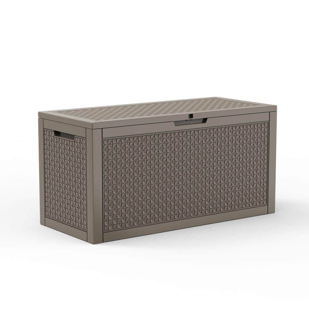 100 Gal. Resin Deck Box Outdoor Storage Box with high resistance in Light brown