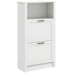 Shoe Storage Cabinet, Freestanding Shoe Storage Cabinet Organizer with 2-Flip Drawers, Adjustable Shelves