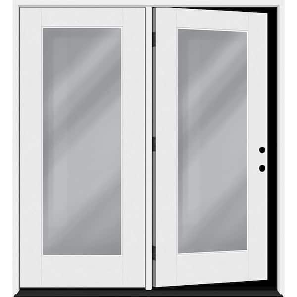 Regency 60 in. x 80 in. Full Lite Clear Glass Primed LH Center-Hinged Unfinished Fiberglass Retro Patio Door with 6"Jamb