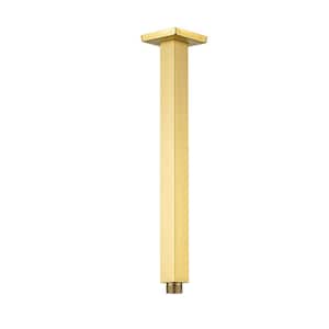 12 in. 300 mm sq. Ceiling Mount Shower Arm and Flange, Brushed Gold