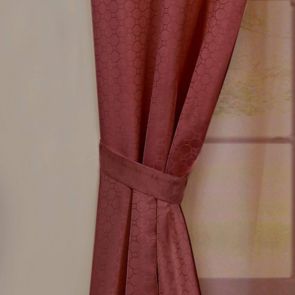 Marsala Pinch Pleat Geometric Curtain Set with Valance