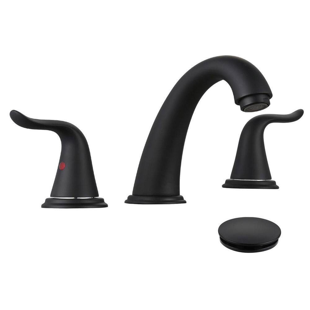 8 in. Widespread Double Handle Bathroom Faucet with Pop-Up Drain in Matte Black price history on PriceWatchPro