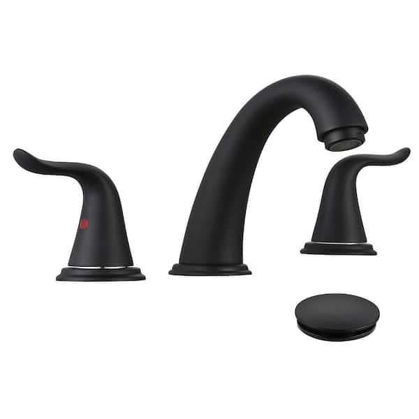8 in. Widespread Double Handle Bathroom Sink Faucet in Matte Black