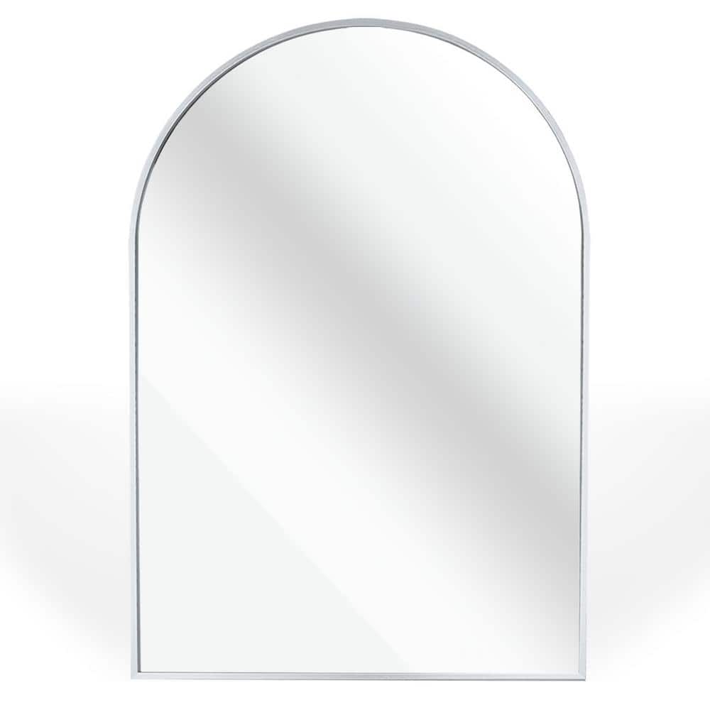 24 in. W x 36 in. H Large Arched Aluminium Framed Wall Bathroom Vanity Mirr