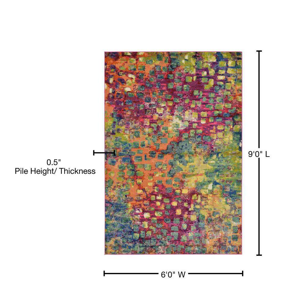 Jardin 6' x 9' Multicolor Abstract Synthetic Area Rug