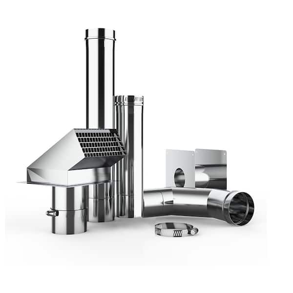 3 in. Stainless Steel Horizontal Termination Vent Kit for Indoor Gas Tankless Water Heater