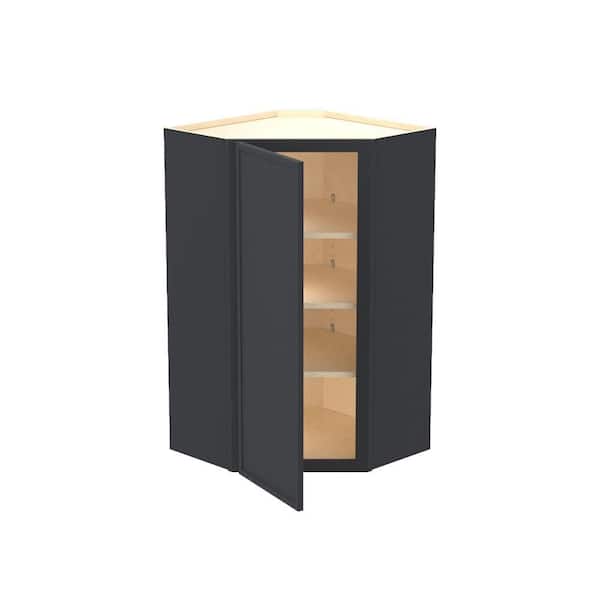 Home Decorators Collection Franklin 24 in. W x 12 in. D x 42 in. H Assembled Plywood Wall Corner Kitchen Cabinet in Valiant Onyx with Soft Close