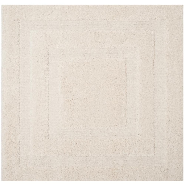 Florida Shag Cream 4 ft. x 4 ft. Square Border Area Rug