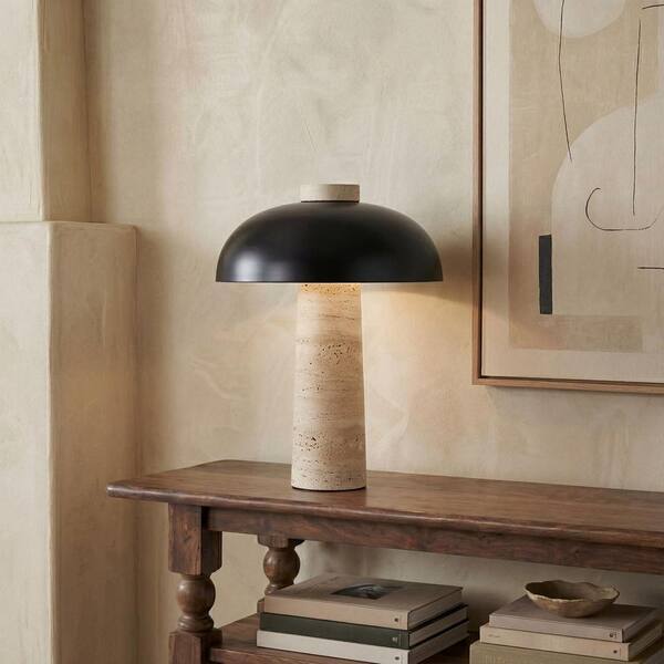Couture Giacomo 18.3 in. Travertine/Black Table Lamp