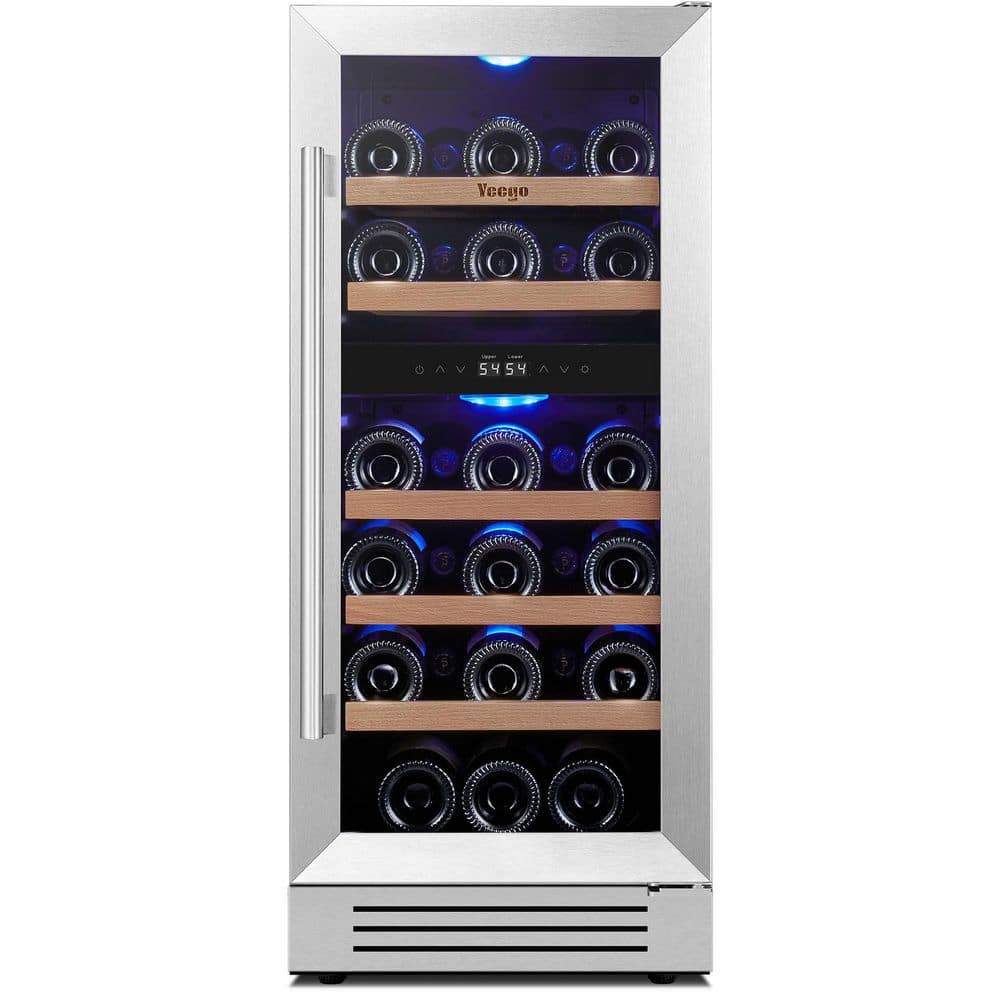 Yeego Dual Zone 15 in. 28-Bottles Built-In/Freestanding Wine Cooler Refrigerator 40-65°F Frost-Free with 5 Removable Shelves