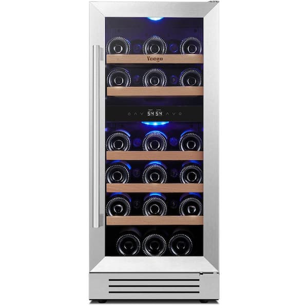 Dual Zone 15 in. 28-Bottles Built-In/Freestanding Wine Cooler Refrigerator 40-65°F Frost-Free with 5 Removable Shelves