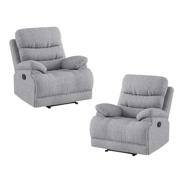 EVERGLADE HOME Ember 37.5 in W Flared Arm Chenille Straight Glider Reclining Chair (Set of 2)