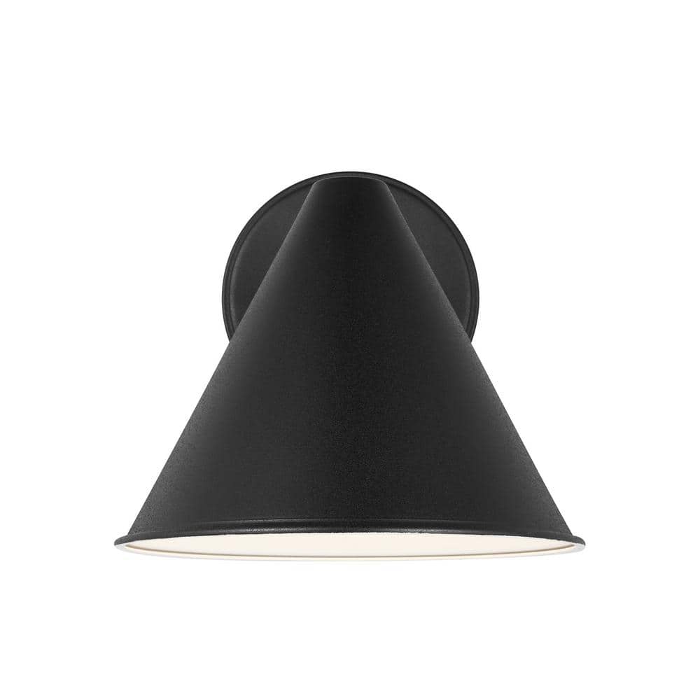 Crittenden Mid-Century Black Aluminum Cone Outdoor Wall Lantern