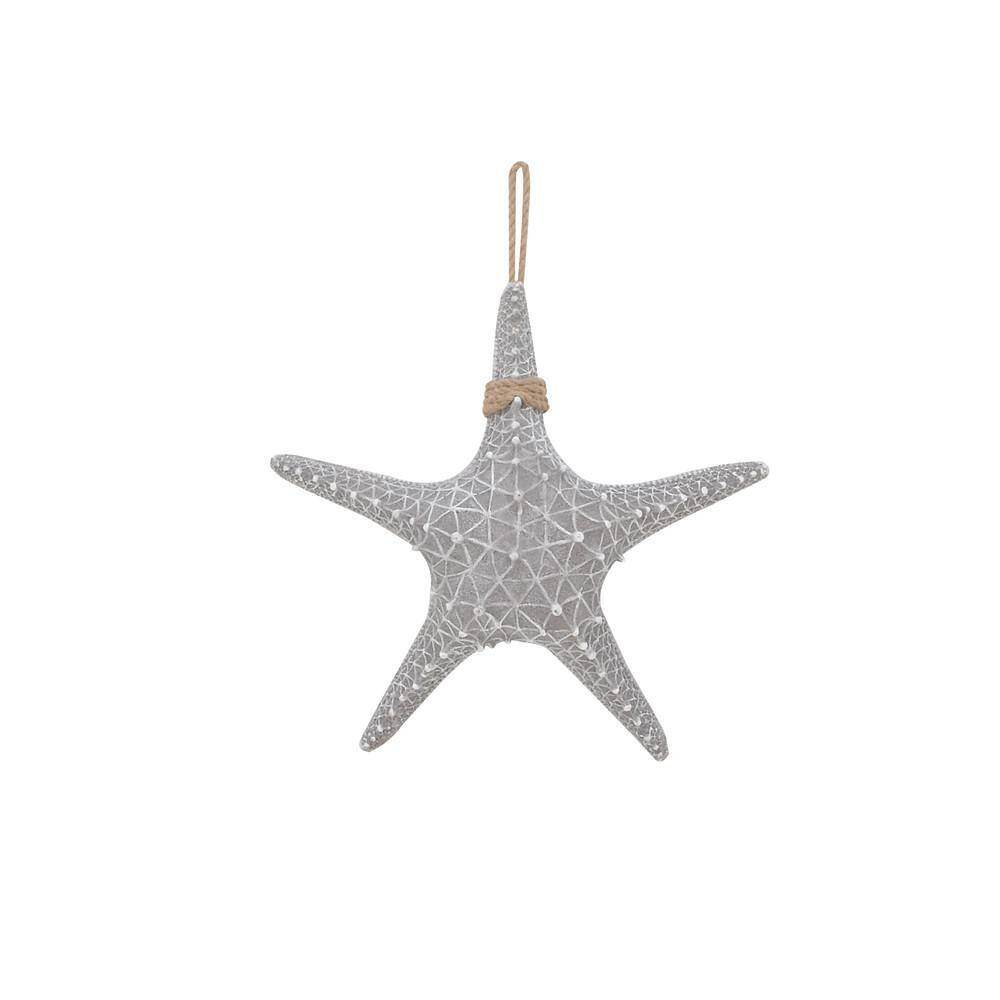 Gray Resin Starfish Wall Sculpture with Twisted Cord Accent