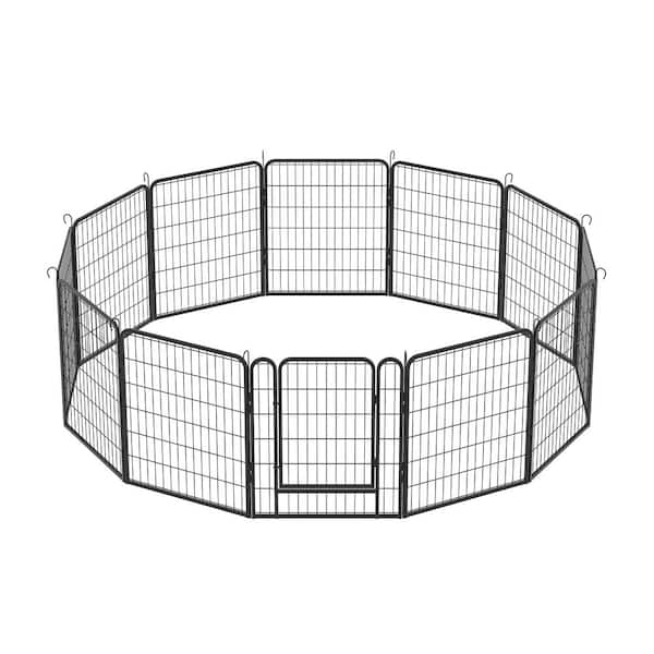12-Panels Heavy Duty Metal Playpen with Door, 31.7 in. H Dog Fence Pet Exercise Pen for Outdoor
