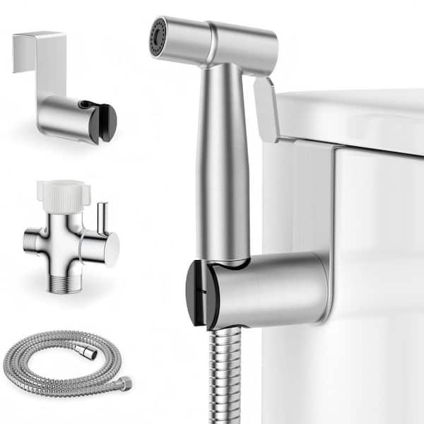 Silver Handheld Bidet Sprayer for Toilet, Stainless Bidet Attachment with Leak-Proof Jet Spray and Multi-Purpose Use