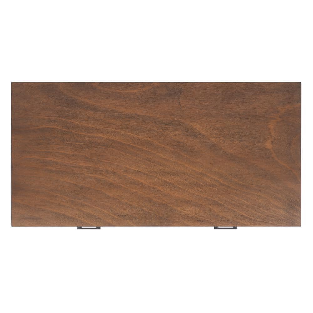 Belgian Farmhouse Mid-Century Chic Brown Wood Coffee Table with Storage