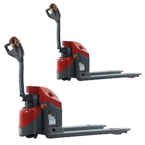 Fully Electric Pallet Jack 4400 lbs. Electric Walkie Truck Red (2-Pack) w/ Built-in Charger 24-Volt/105AH GEL Battery