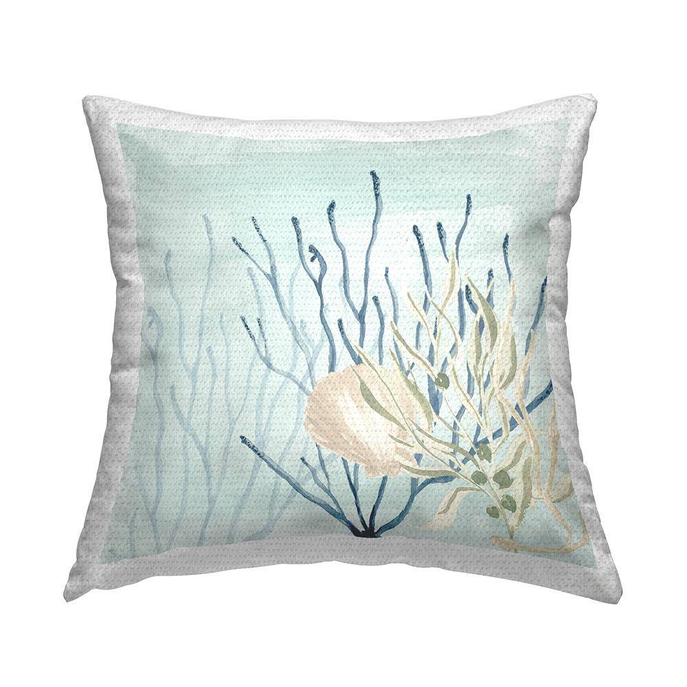 Underwater Clam Shell Coral Blue Square Outdoor Throw Pillow price history on PriceWatchPro