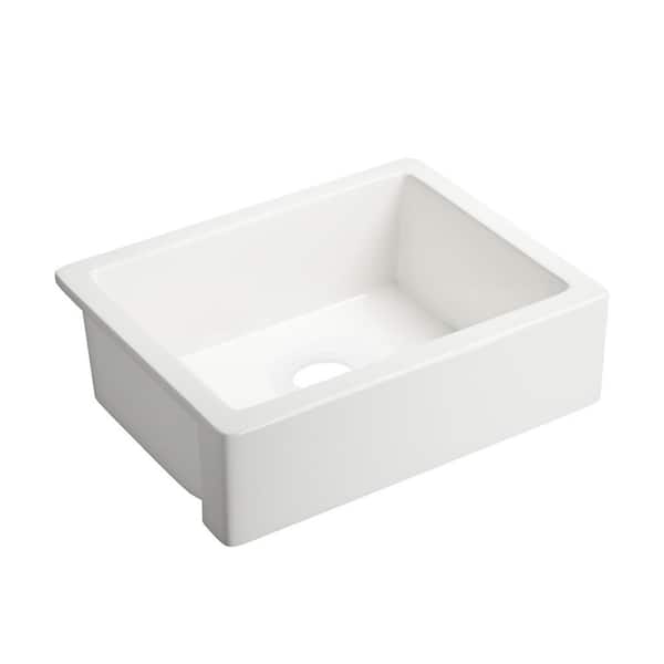 Unbranded 24 in. Farmhouse Single Bowl White Ceramic Kitchen Sink